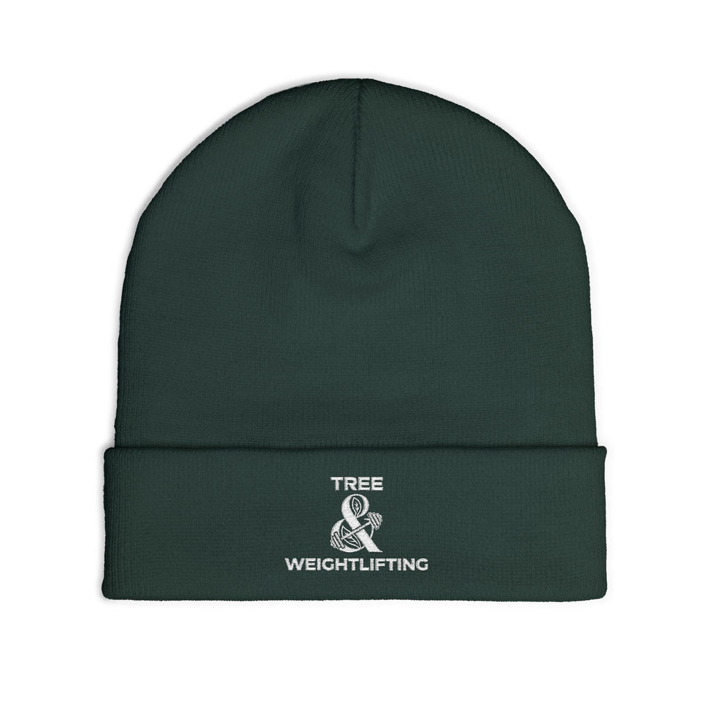 Tree & Weightlifting Embroidered Beanie