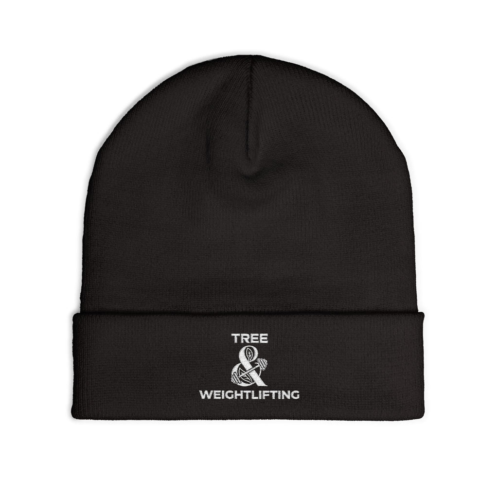 Tree & Weightlifting Embroidered Beanie