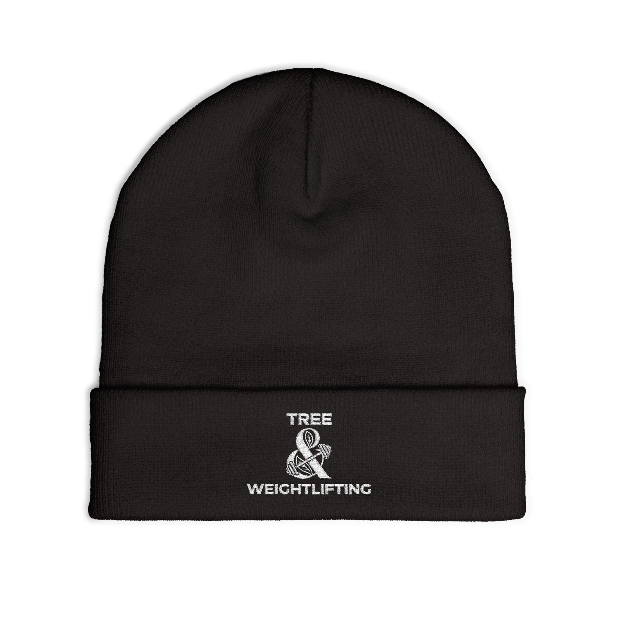 Tree & Weightlifting Embroidered Beanie