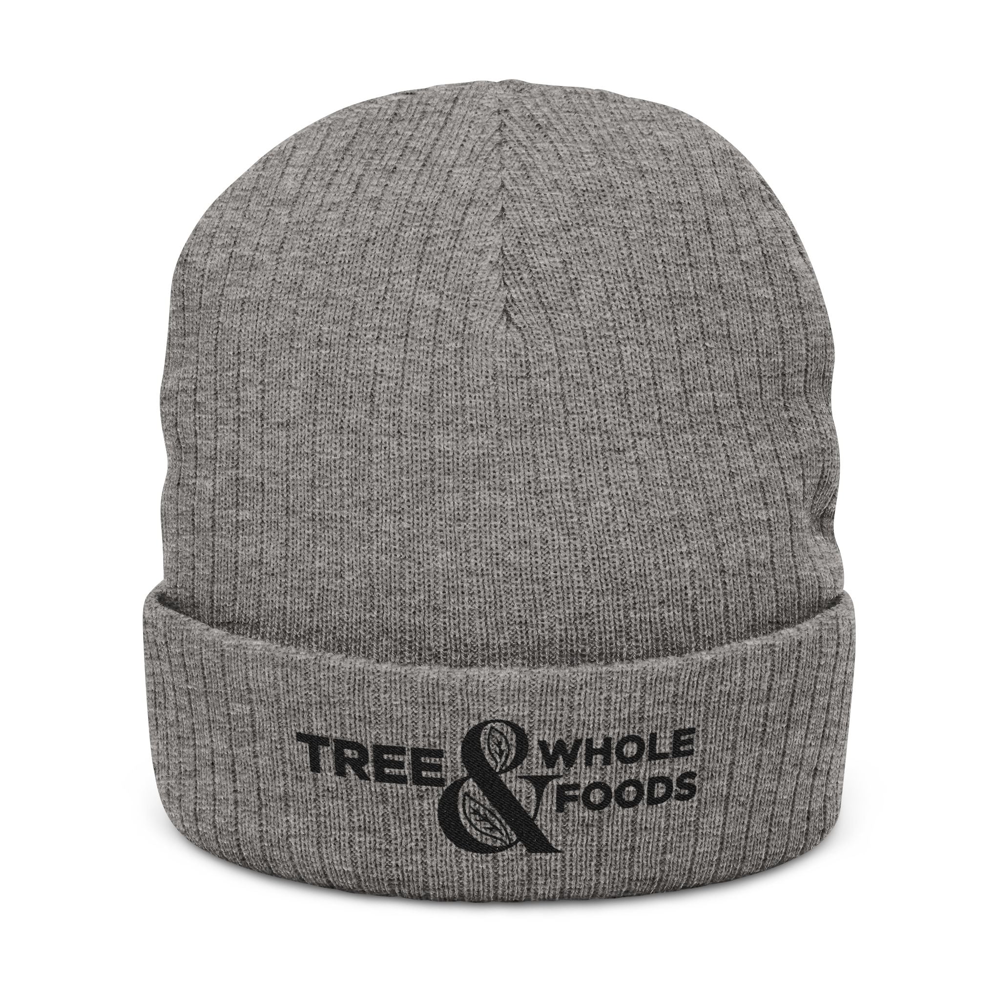 Embroidered Ribbed Beanie — 'Tree & Whole Foods' Logo Knit Hat