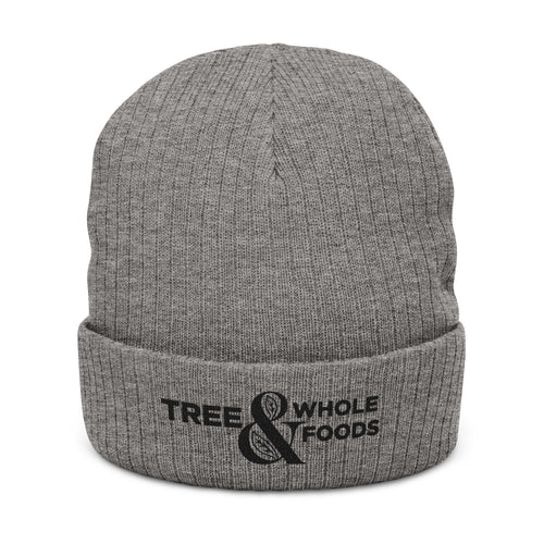 Embroidered Ribbed Beanie — 'Tree & Whole Foods' Logo Knit Hat