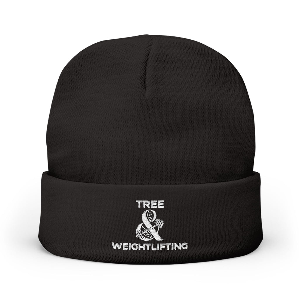 Tree & Weightlifting Embroidered Beanie
