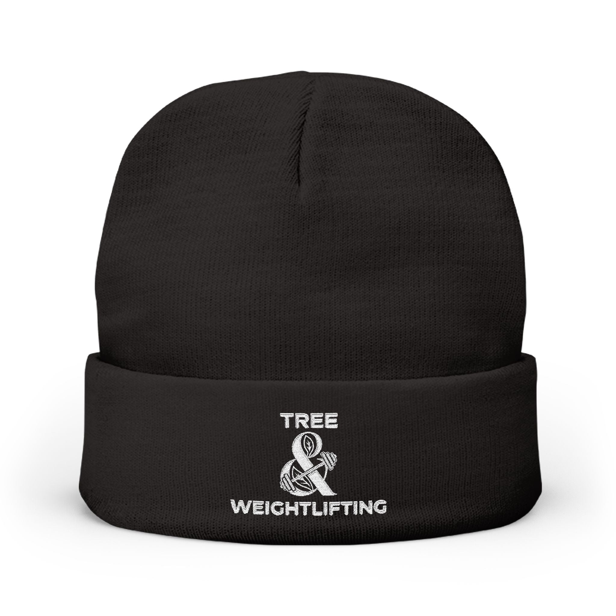 Tree & Weightlifting Embroidered Beanie