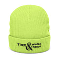 Embroidered Ribbed Beanie — 'Tree & Whole Foods' Logo Knit Hat