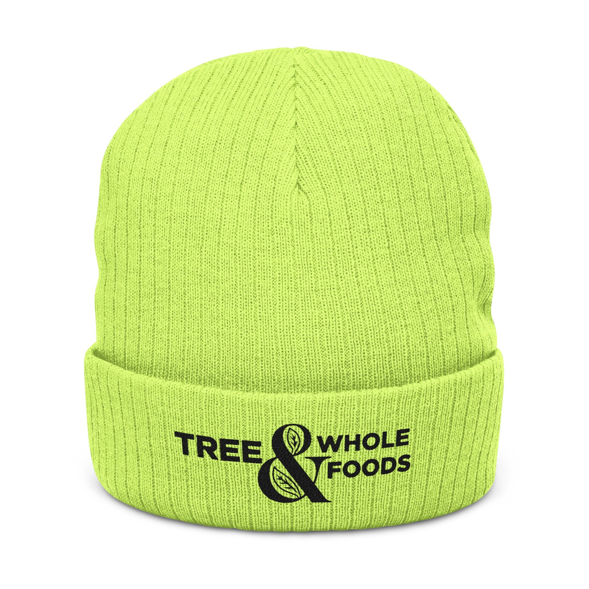Embroidered Ribbed Beanie — 'Tree & Whole Foods' Logo Knit Hat
