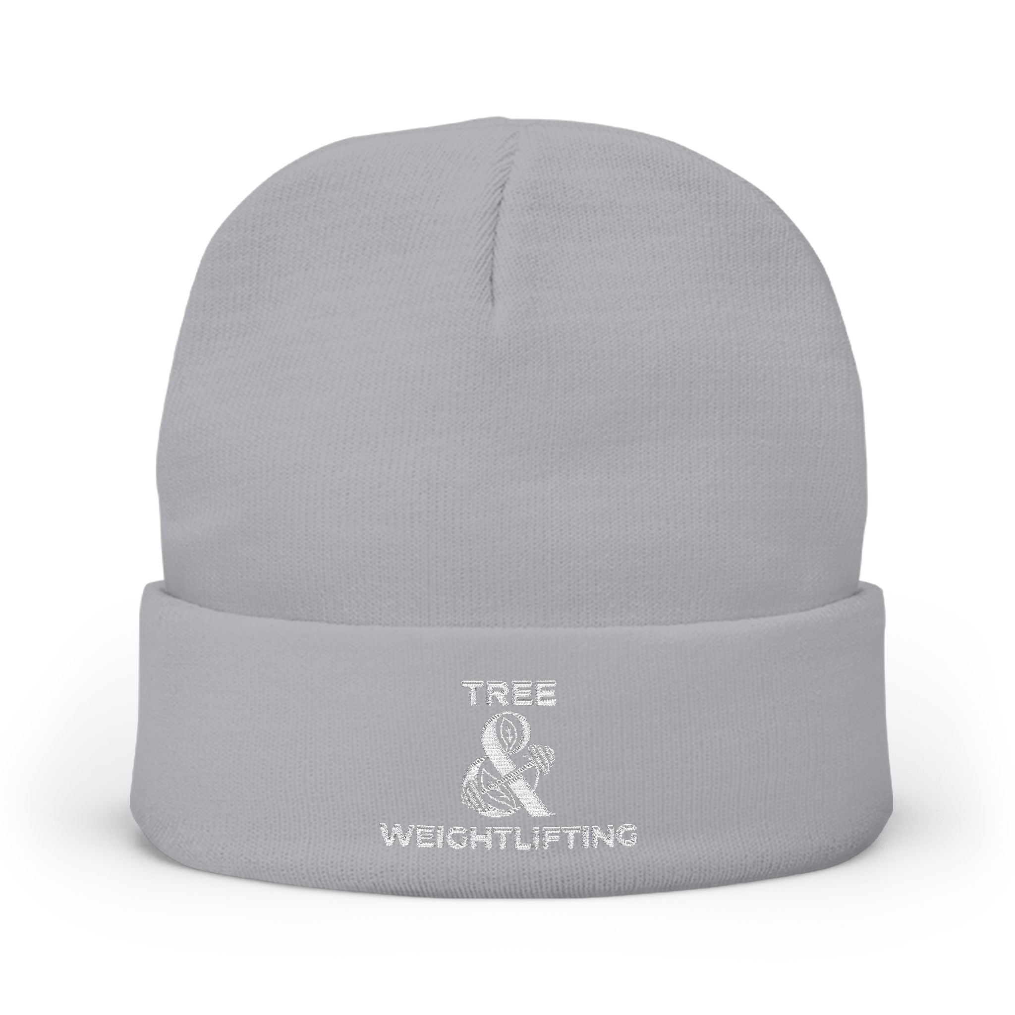 Tree & Weightlifting Embroidered Beanie