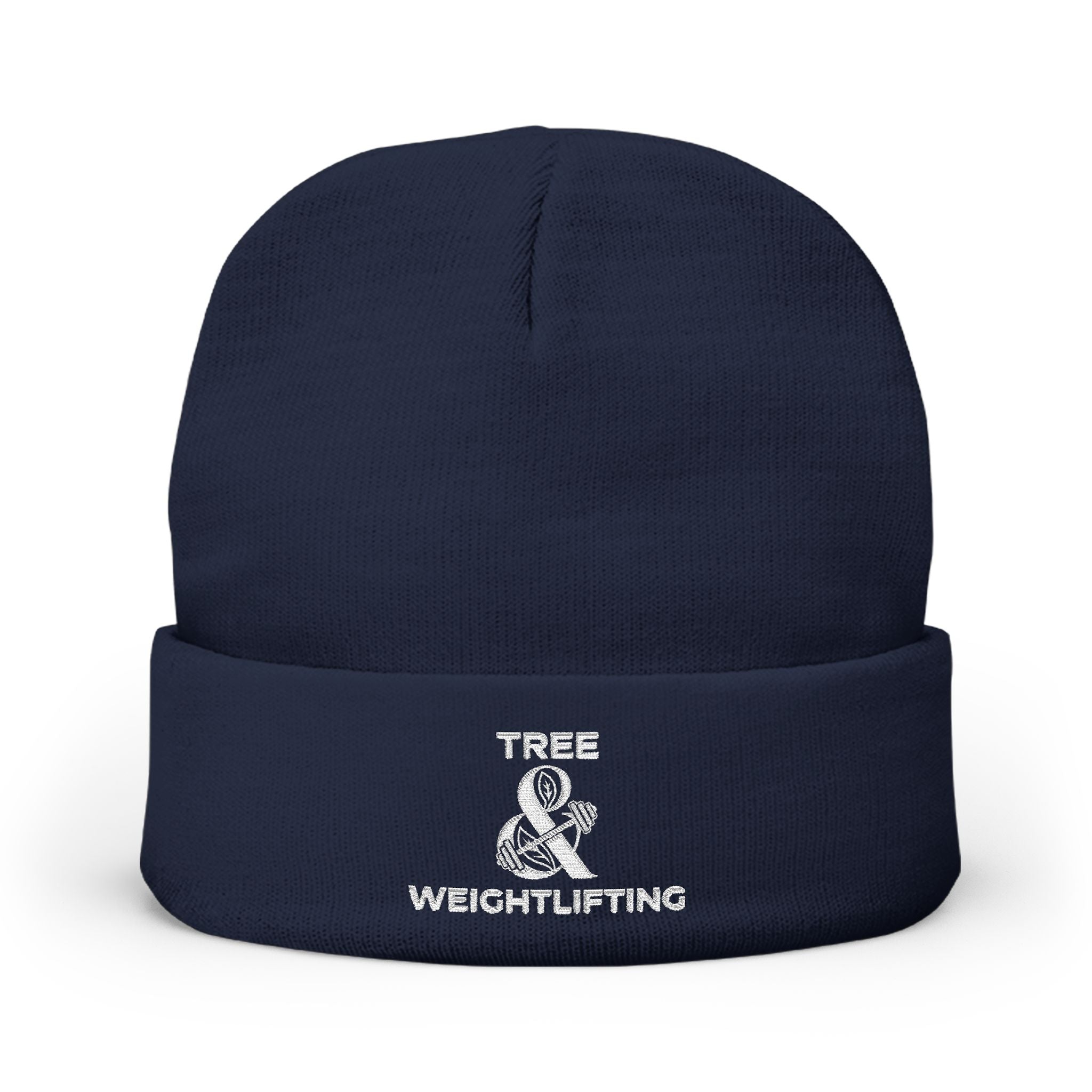 Tree & Weightlifting Embroidered Beanie