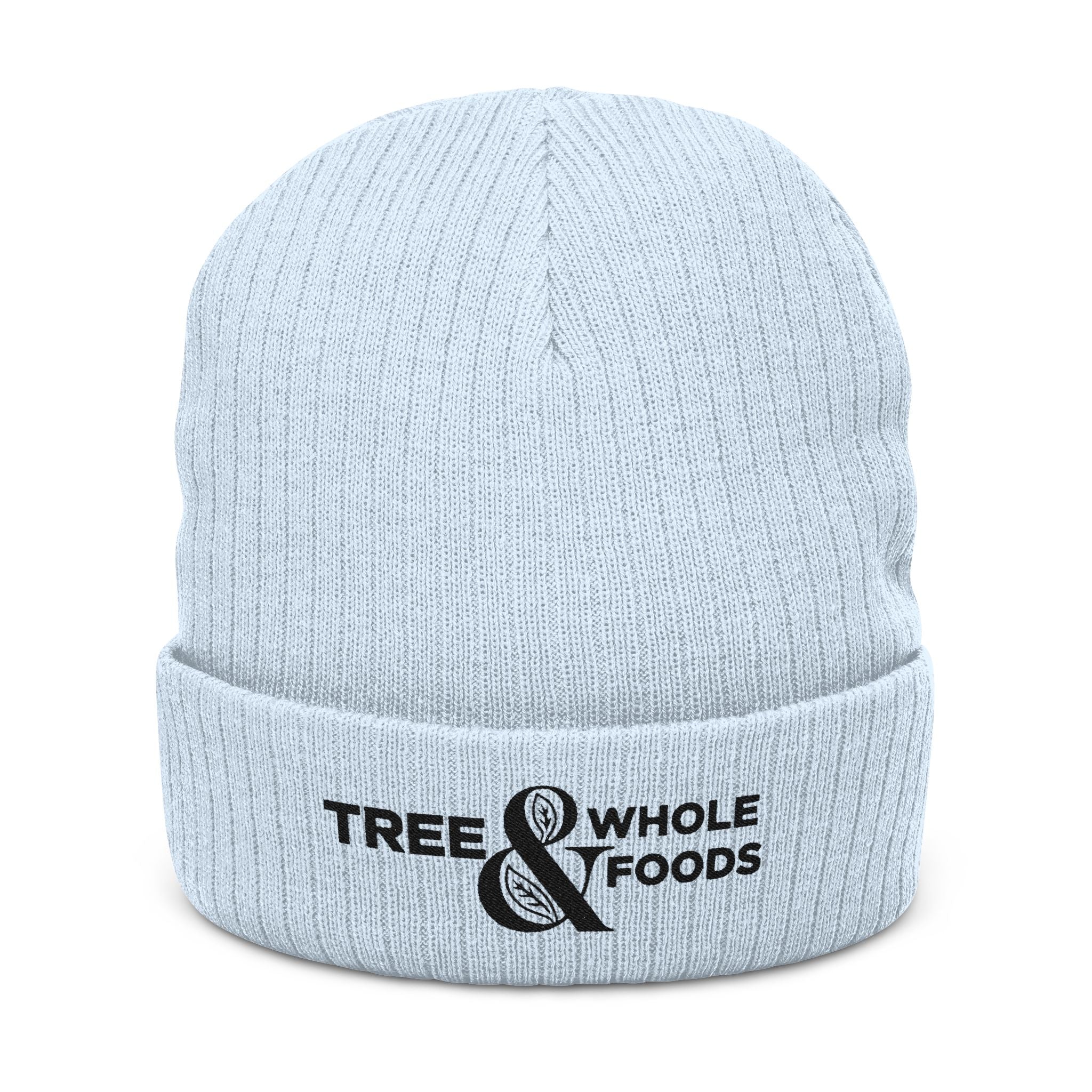 Embroidered Ribbed Beanie — 'Tree & Whole Foods' Logo Knit Hat