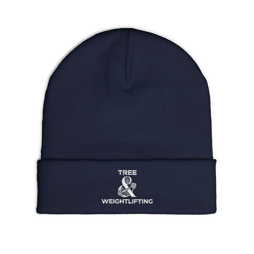 Tree & Weightlifting Embroidered Beanie