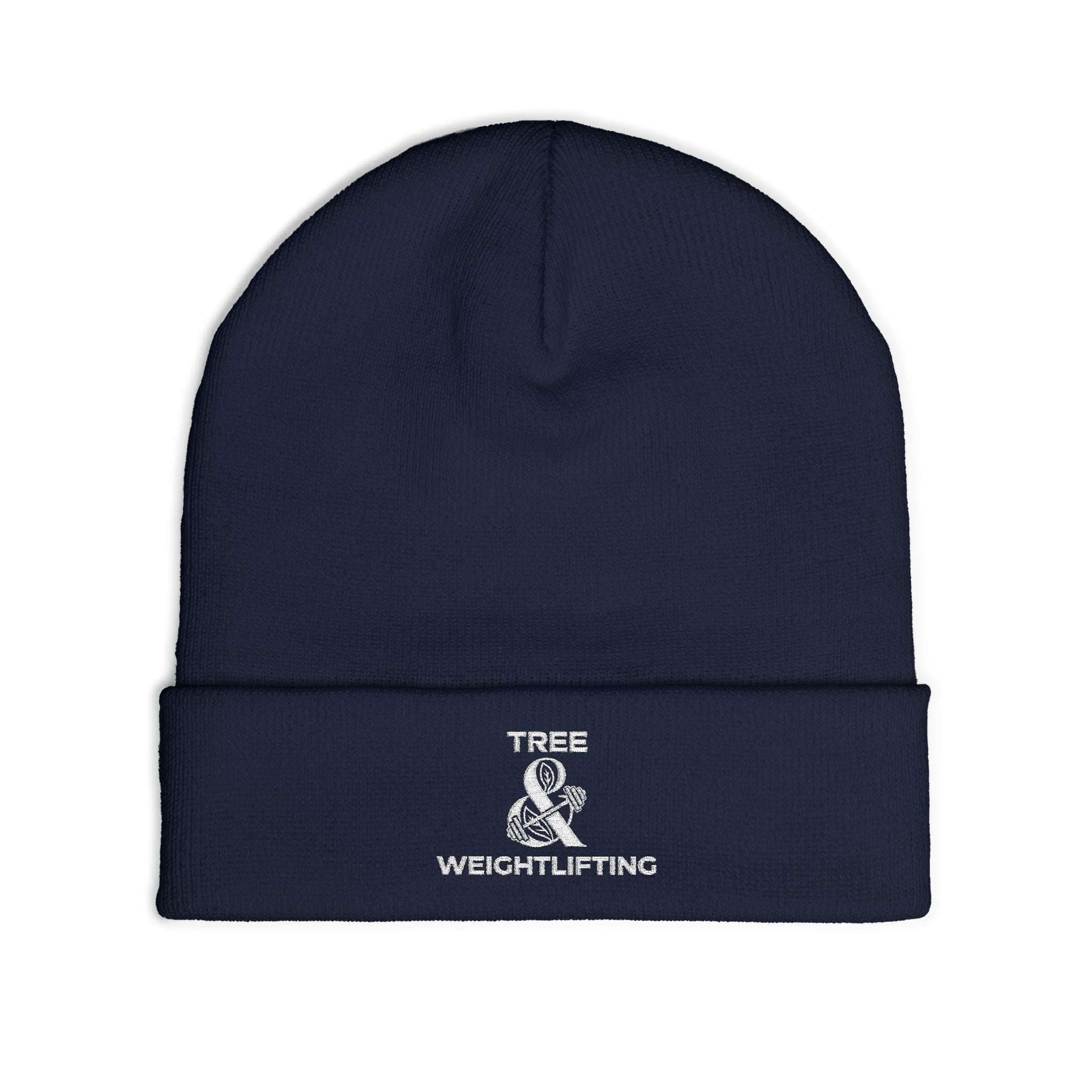 Tree & Weightlifting Embroidered Beanie